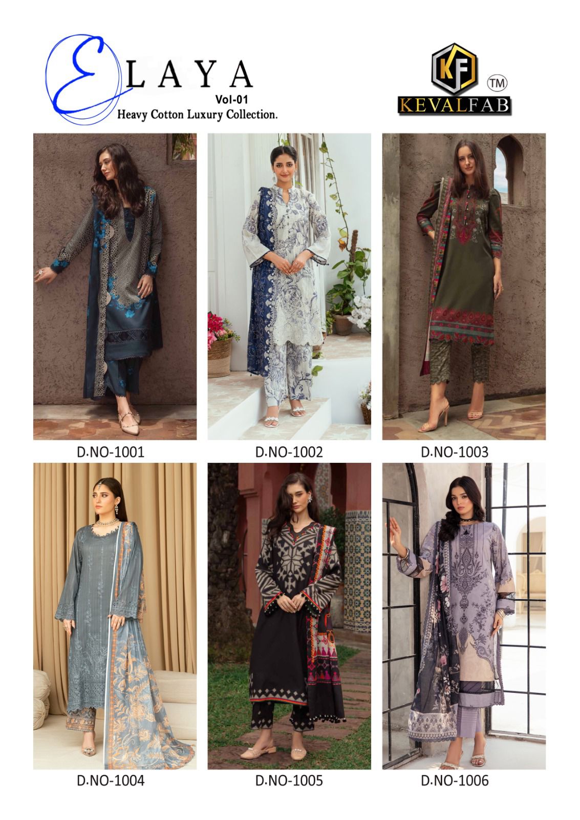 Elaya Vol 1 Heavy Cotton Luxury Collection Keval Fab Karachi Salwar Suits Exporter India