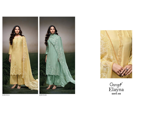 Elayna 3519 Ganga Silk Plazzo Style Suits Wholesaler Ahmedabad