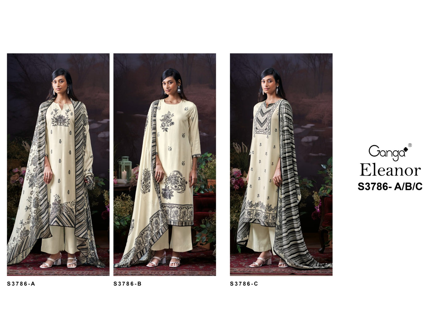 Eleanor 3786 Ganga Wool Pashmina Suits Wholesaler India