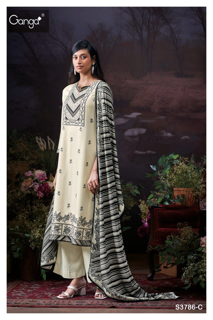 Eleanor 3786 Ganga Wool Pashmina Suits Wholesaler India