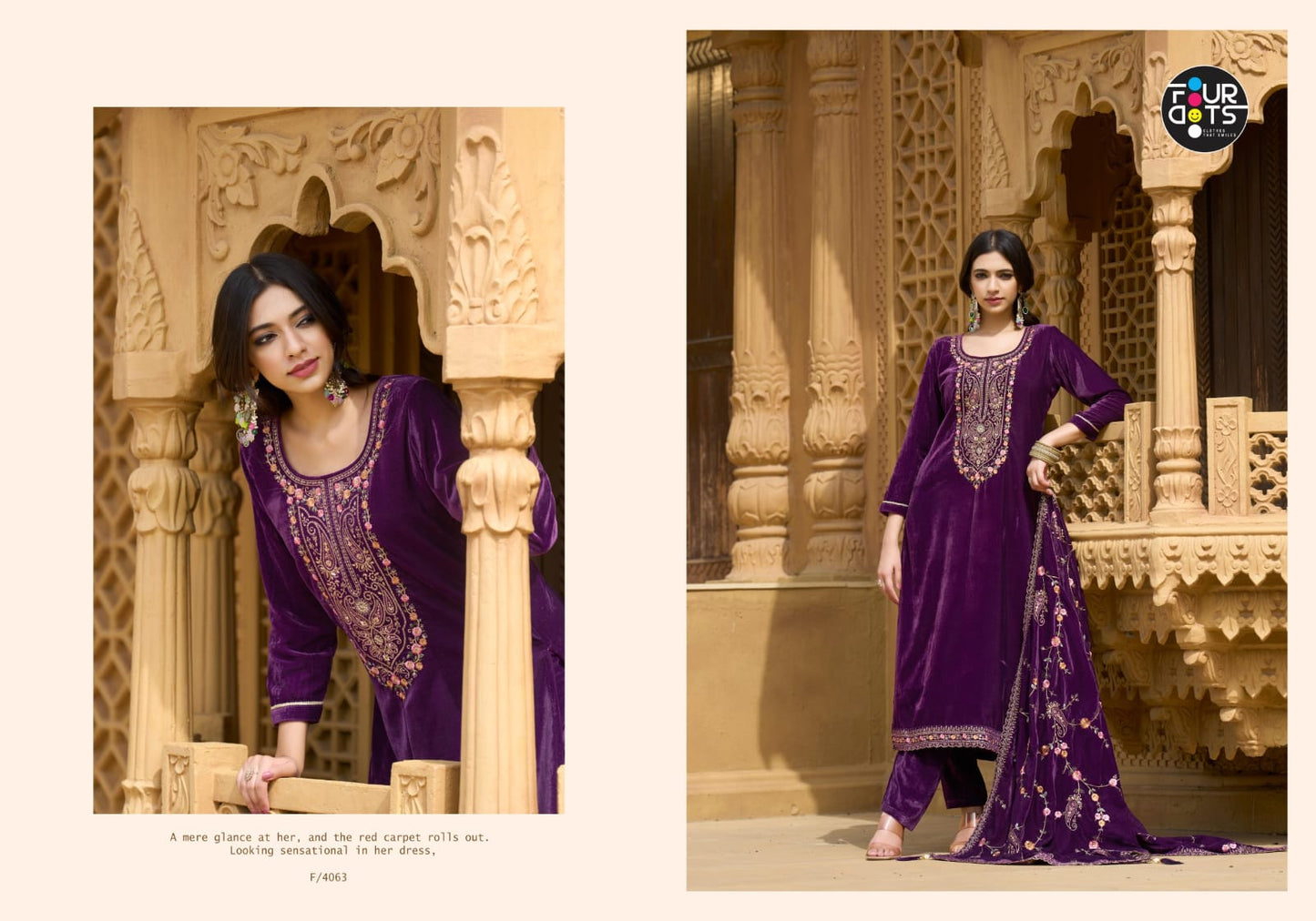 Eleanor Four Dots Viscose Velvet Suits Manufacturer Ahmedabad
