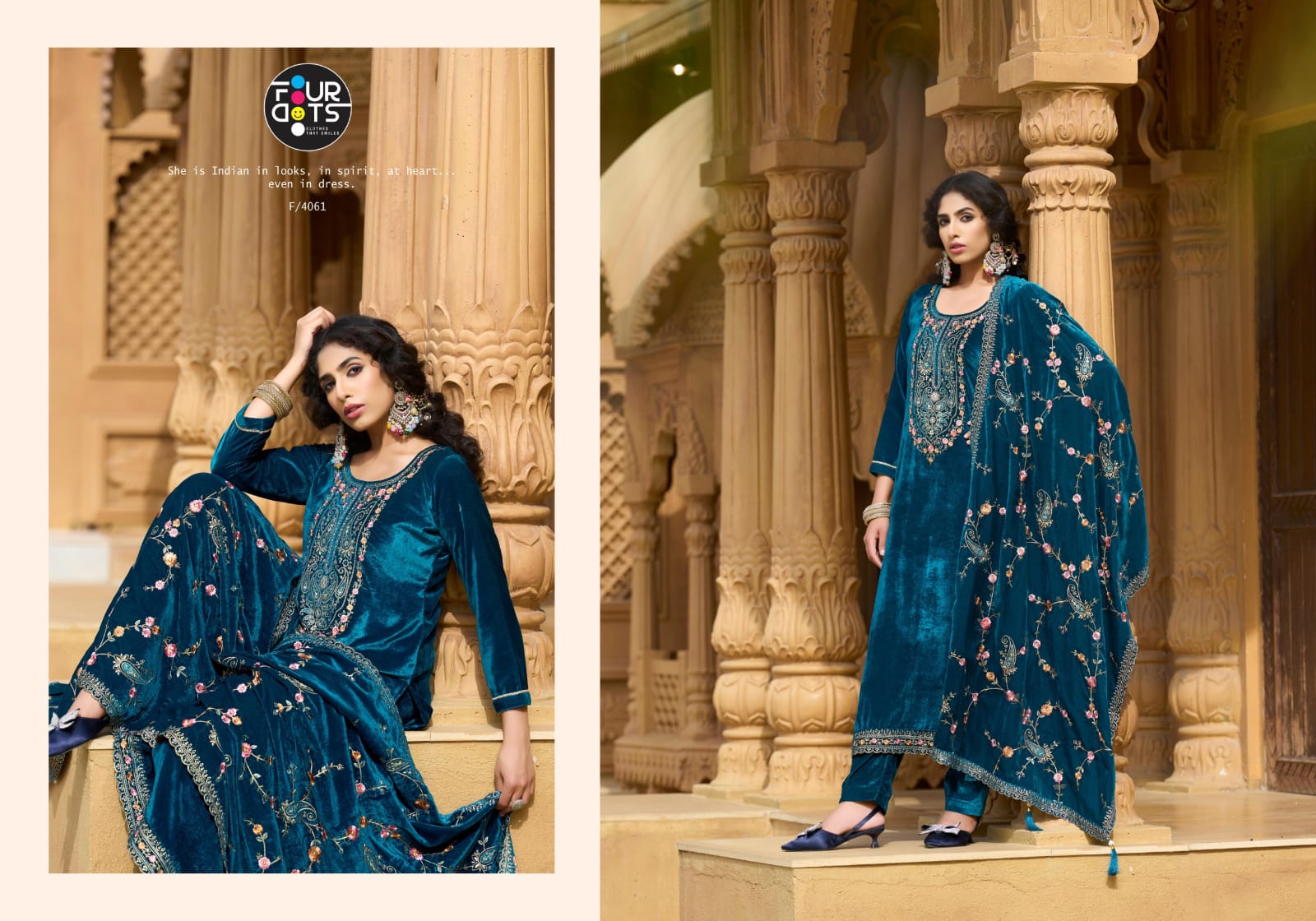 Eleanor Four Dots Viscose Velvet Suits Manufacturer Ahmedabad
