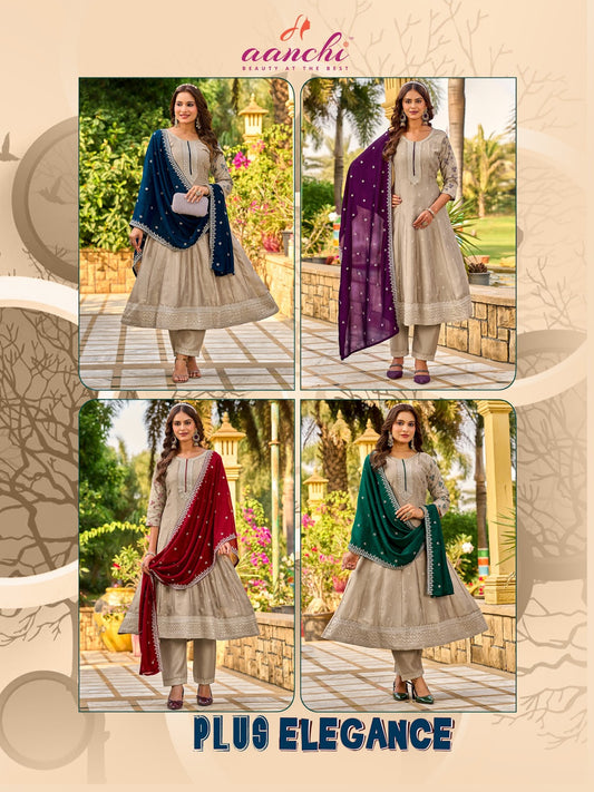 Elegance Plus Aanchi Vichitra Silk Readymade Anarkali Suits Supplier India