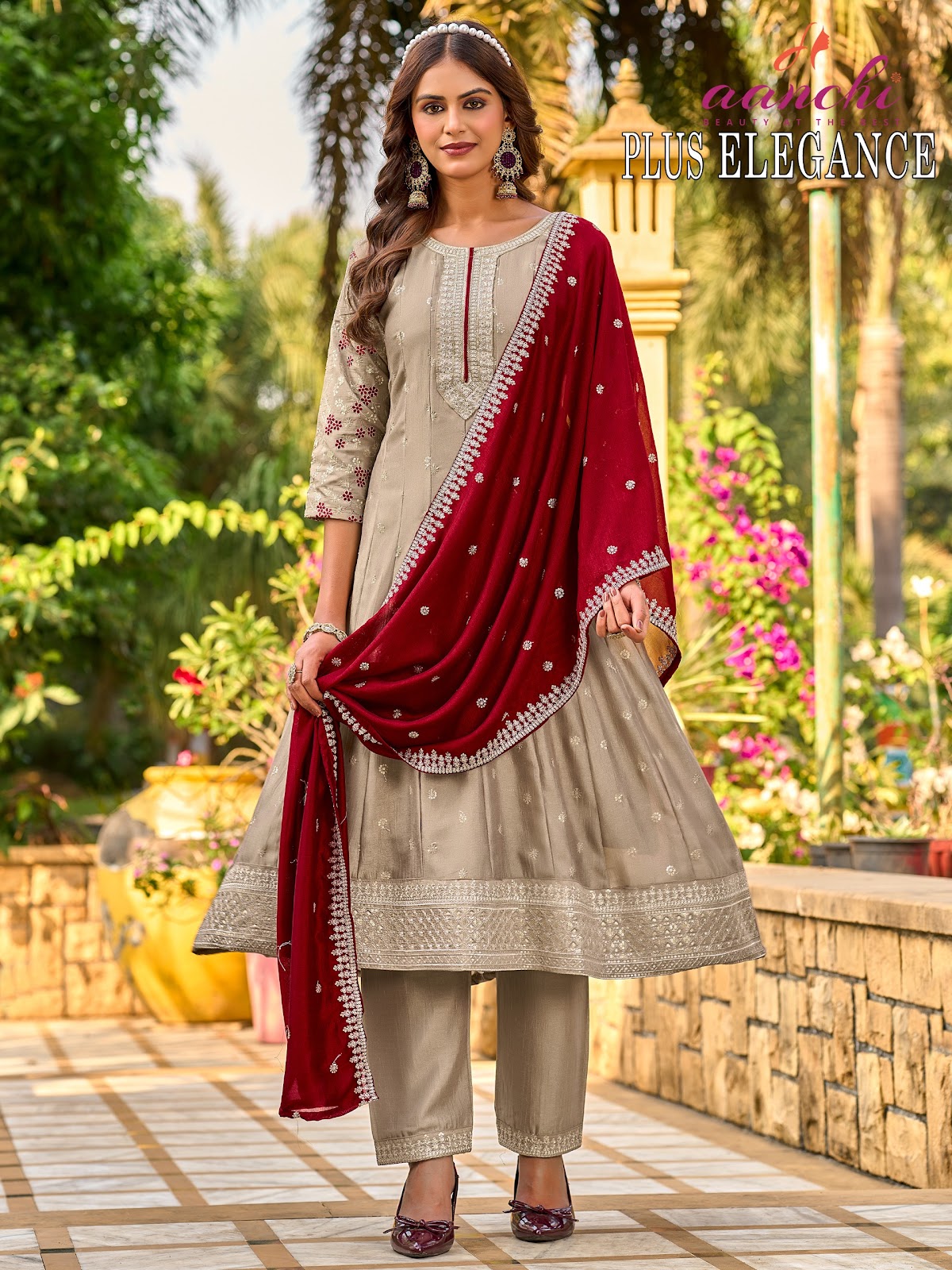 Elegance Plus Aanchi Vichitra Silk Readymade Anarkali Suits Supplier India