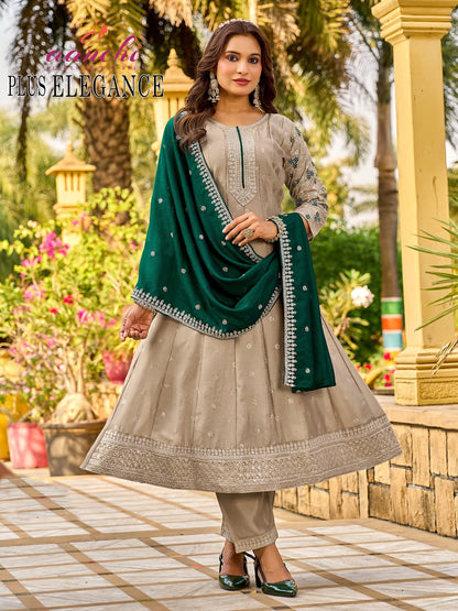 Elegance Plus Aanchi Vichitra Silk Readymade Anarkali Suits Supplier India