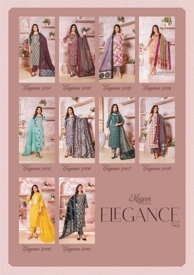 Elegance Vol 5 Mayur Creation Cotton Pant Style Suits Manufacturer India