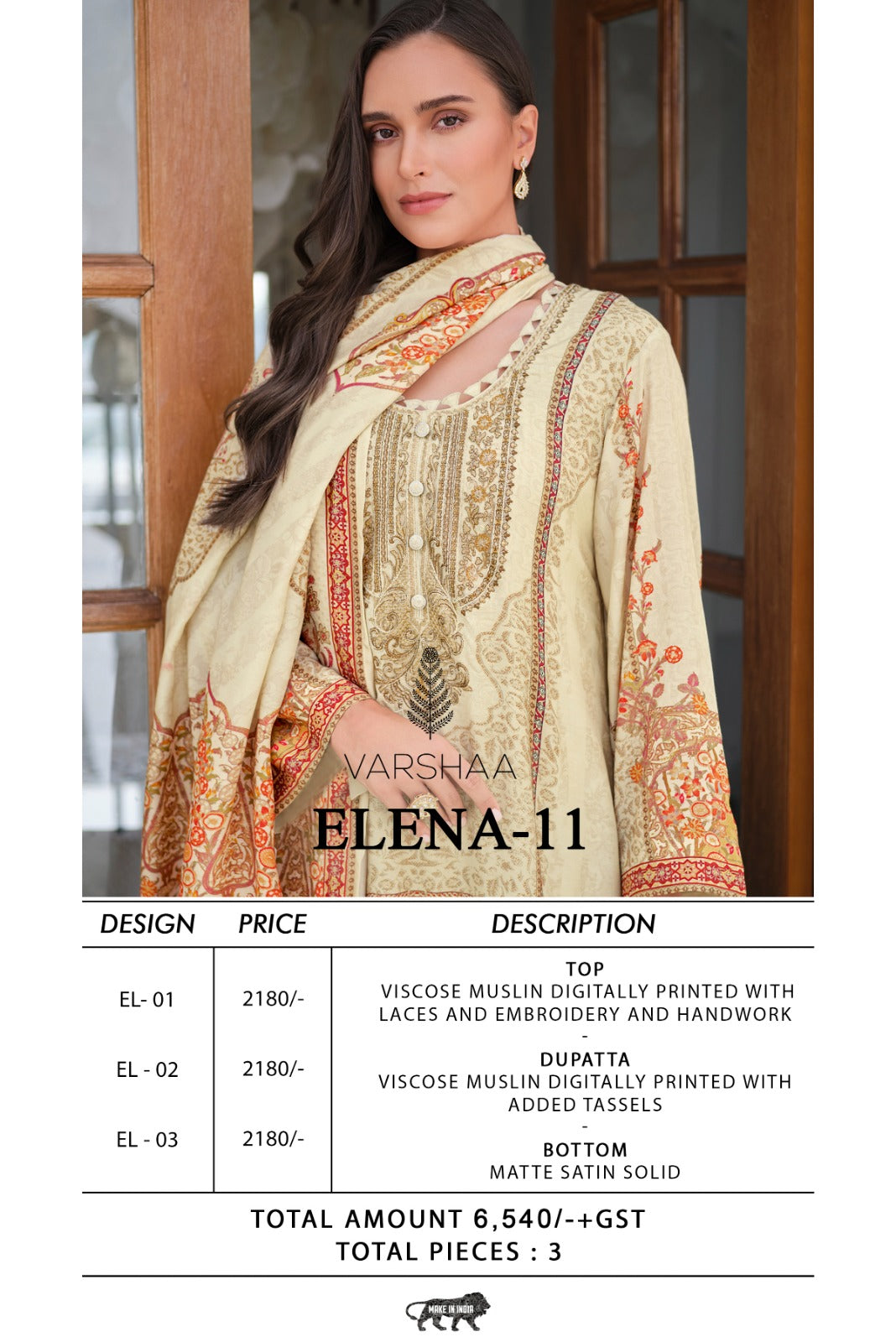 Elena 11 Varshaa Viscose Muslin Pakistani Salwar Suits Wholesale