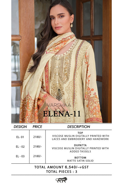 Elena 11 Varshaa Viscose Muslin Pakistani Salwar Suits Wholesale