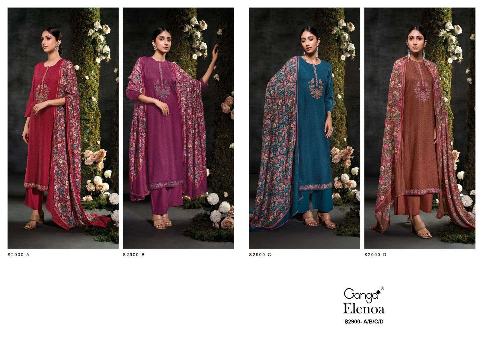 Elenoa S2900 Ganga Pashmina Plazzo Style Suits Wholesaler