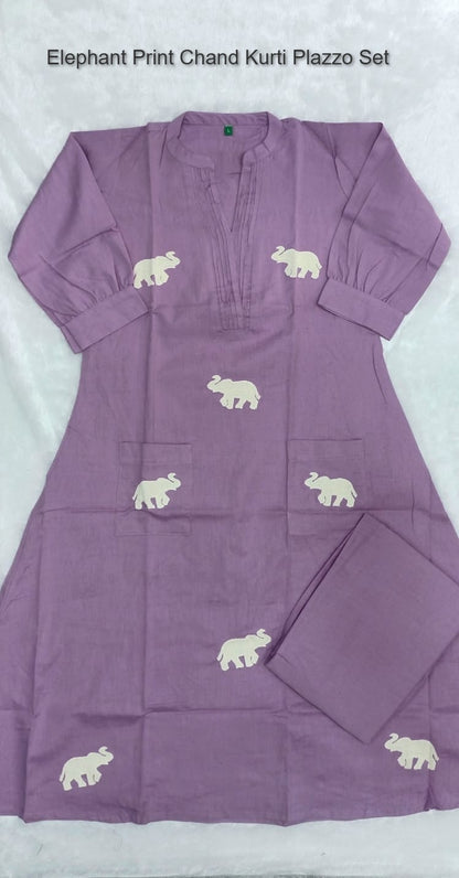 Elephant Print Chand Jaipuri Kurti Plazzo Set Supplier