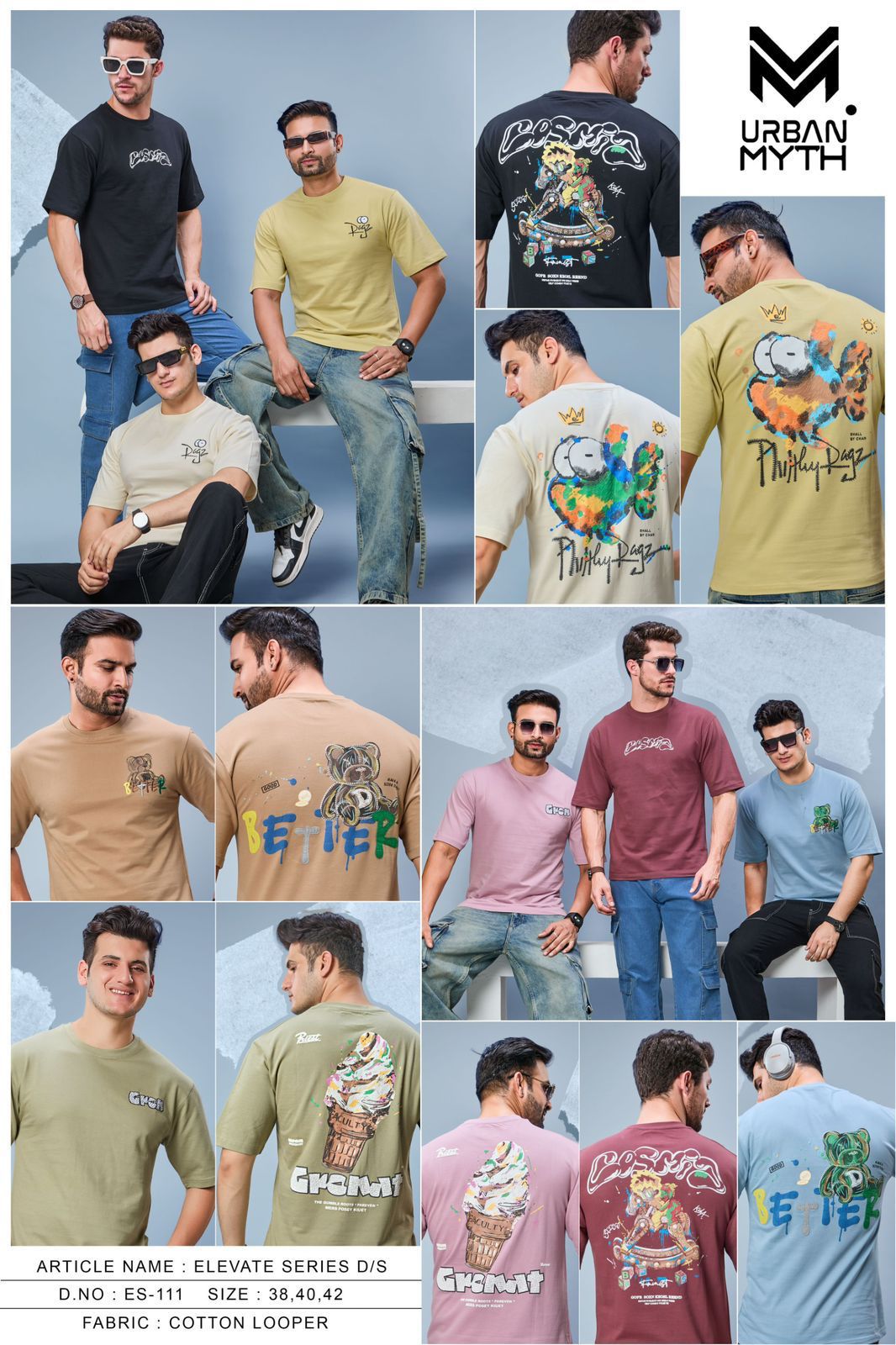 Elevate Series 111 Urban Myth Cotton Looper Mens Tshirts Exporter Gujarat