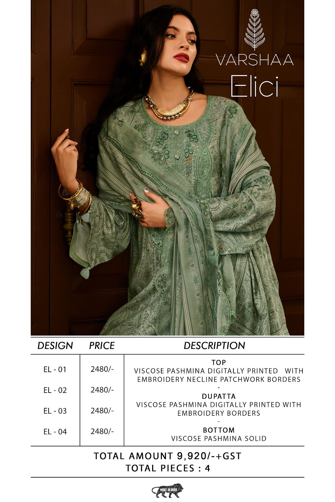 Elici Varsha Fashions Viscose Pashmina Pashmina Suits Wholesaler India
