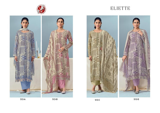 Eliette Vivek Mul Chanderi Pant Style Suits Wholesaler India