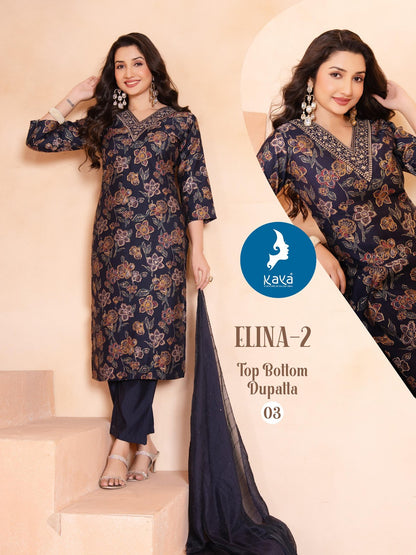 Elina 2 Kaya Vertican Readymade Pant Style Suits Manufacturer