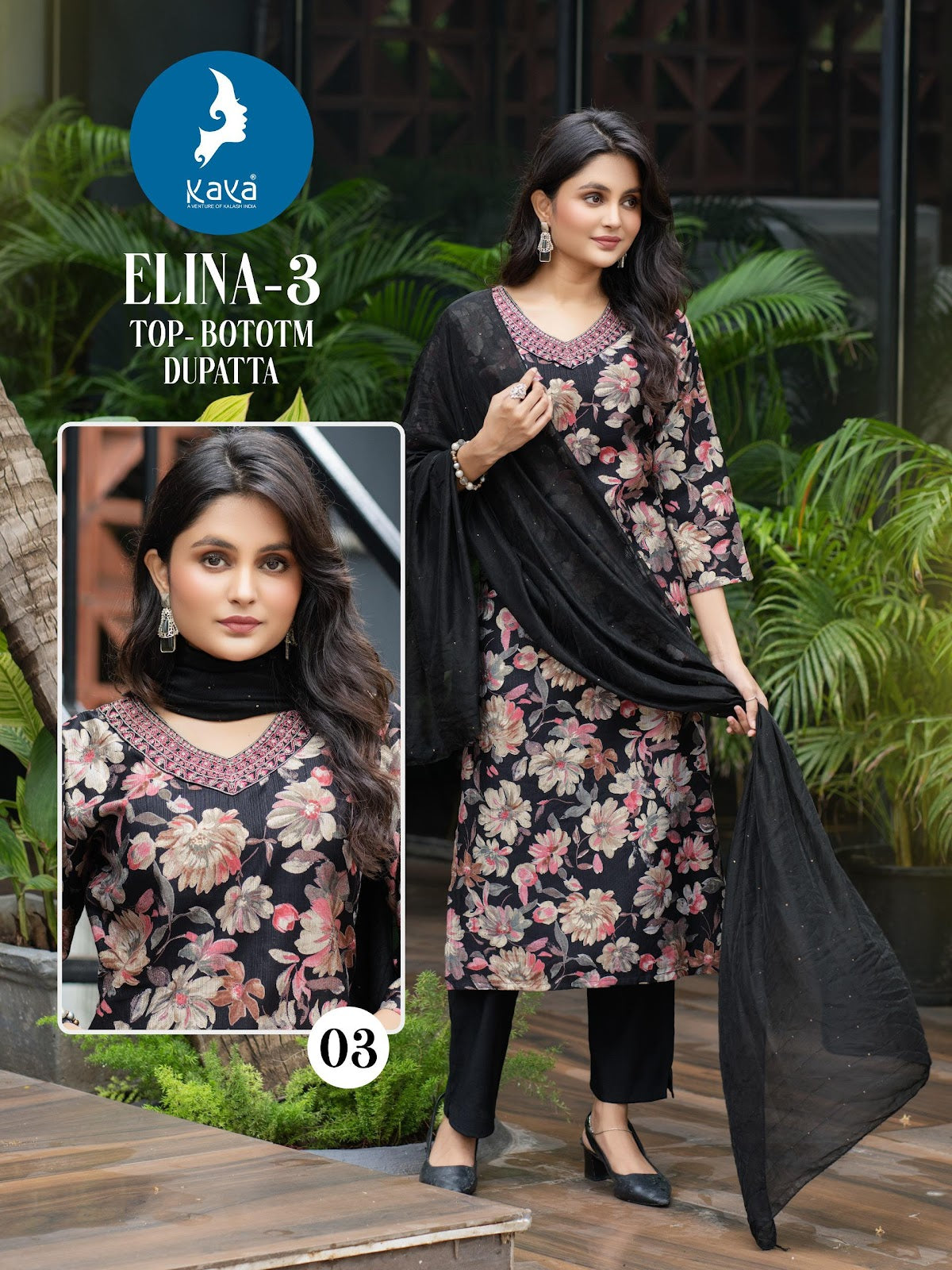 Elina 3 Kaya Vertican Readymade Pant Style Suits Wholesale Price