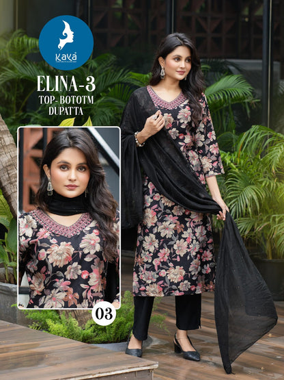Elina 3 Kaya Vertican Readymade Pant Style Suits Wholesale Price