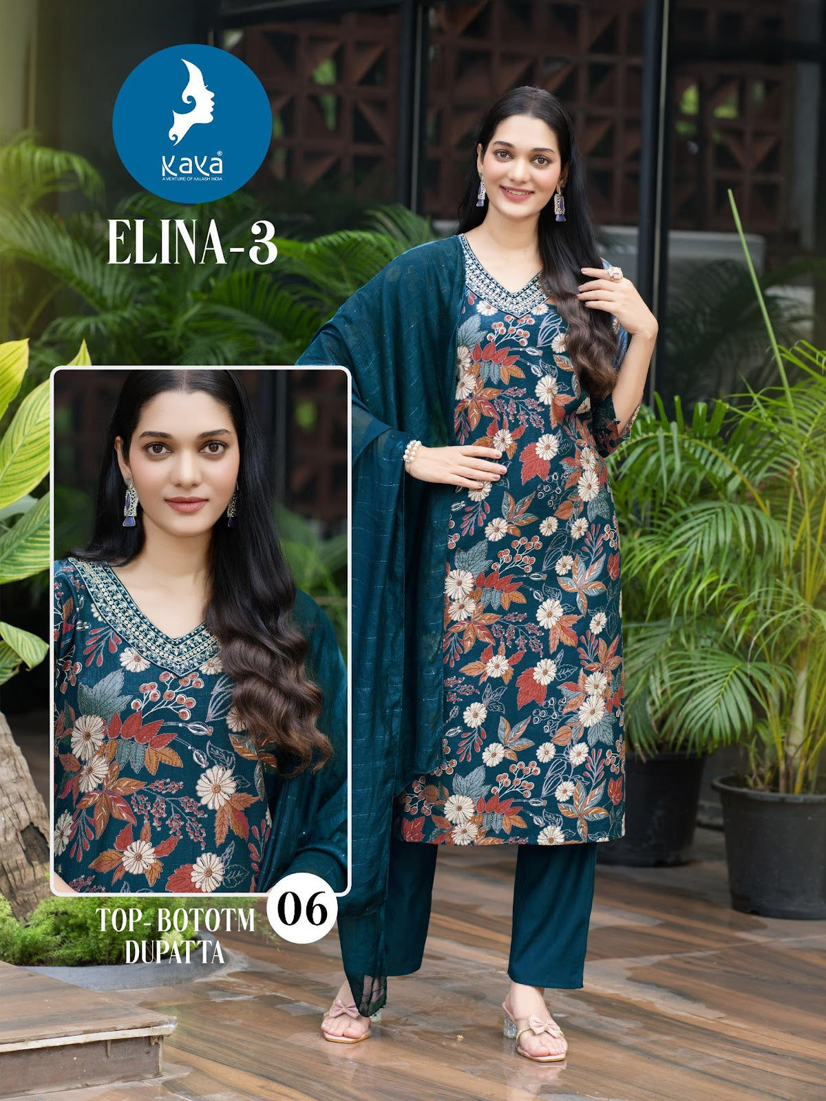 Elina 3 Kaya Vertican Readymade Pant Style Suits Wholesale Price
