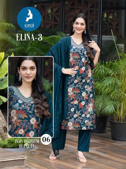 Elina 3 Kaya Vertican Readymade Pant Style Suits Wholesale Price