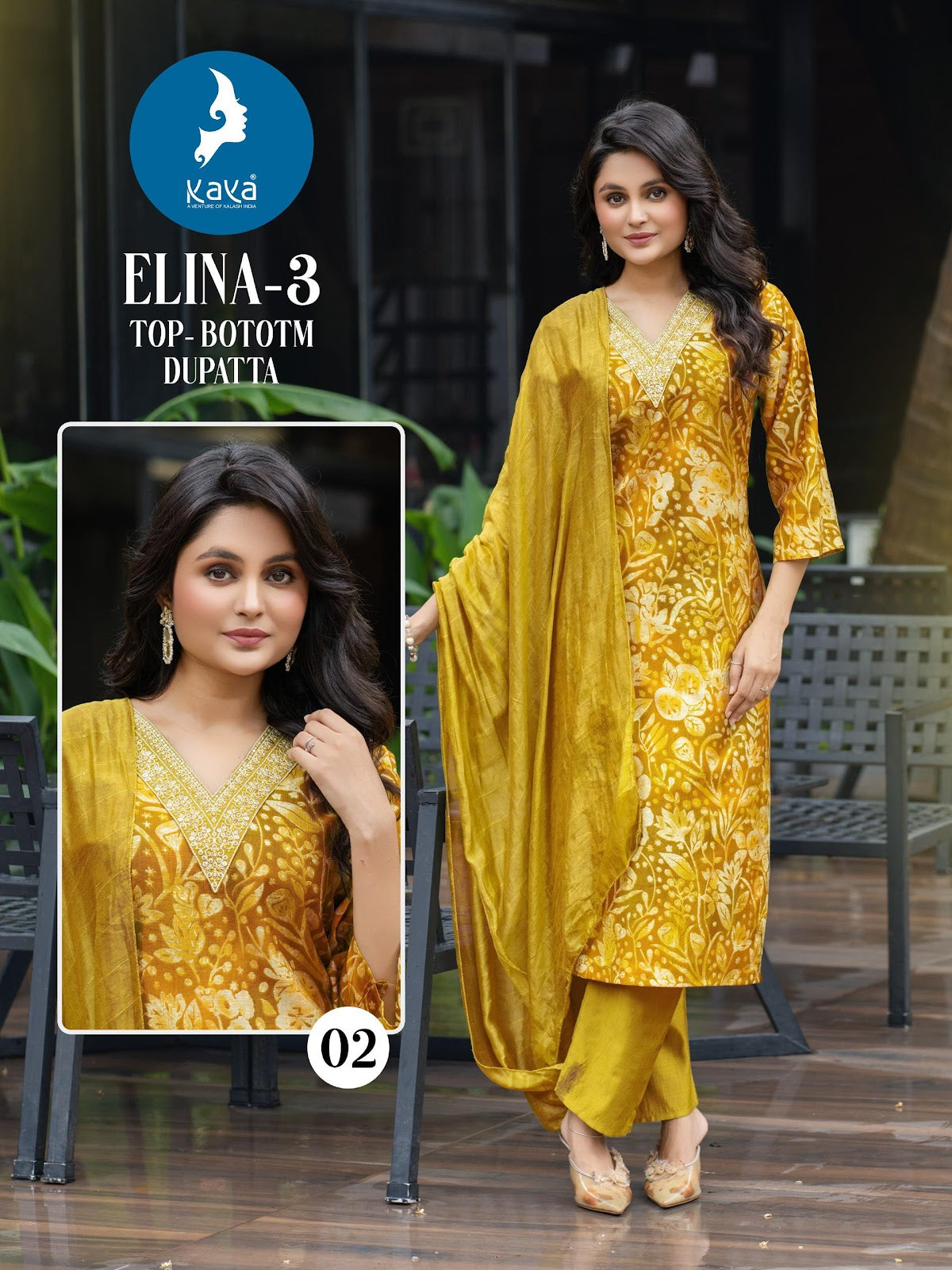 Elina 3 Kaya Vertican Readymade Pant Style Suits Wholesale Price