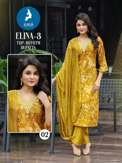 Elina 3 Kaya Vertican Readymade Pant Style Suits Wholesale Price