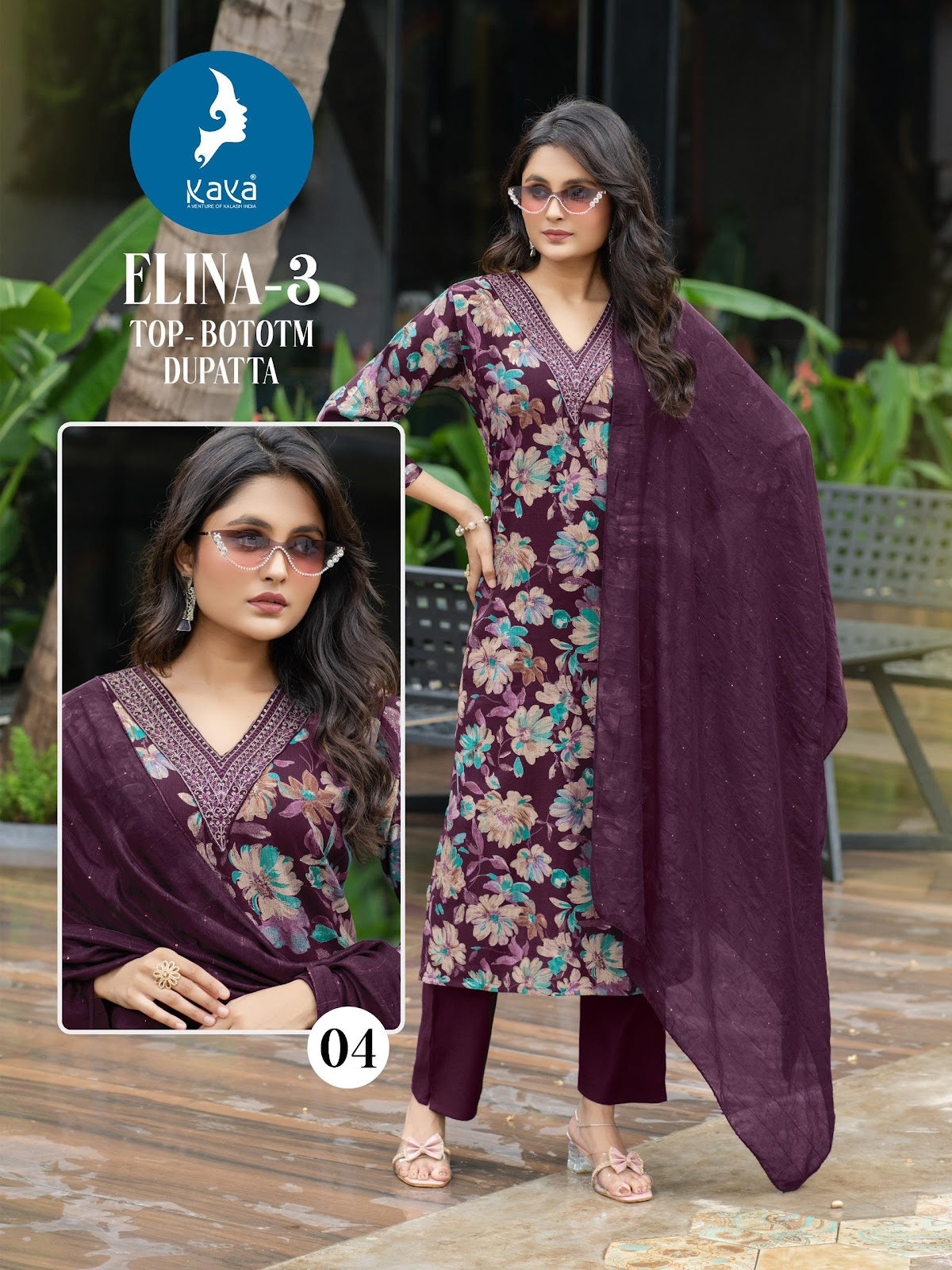 Elina 3 Kaya Vertican Readymade Pant Style Suits Wholesale Price