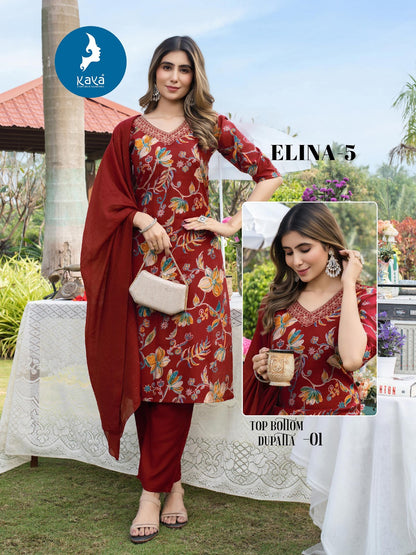 Elina 5 Kaya Vertican Readymade Pant Style Suits Wholesale Rate