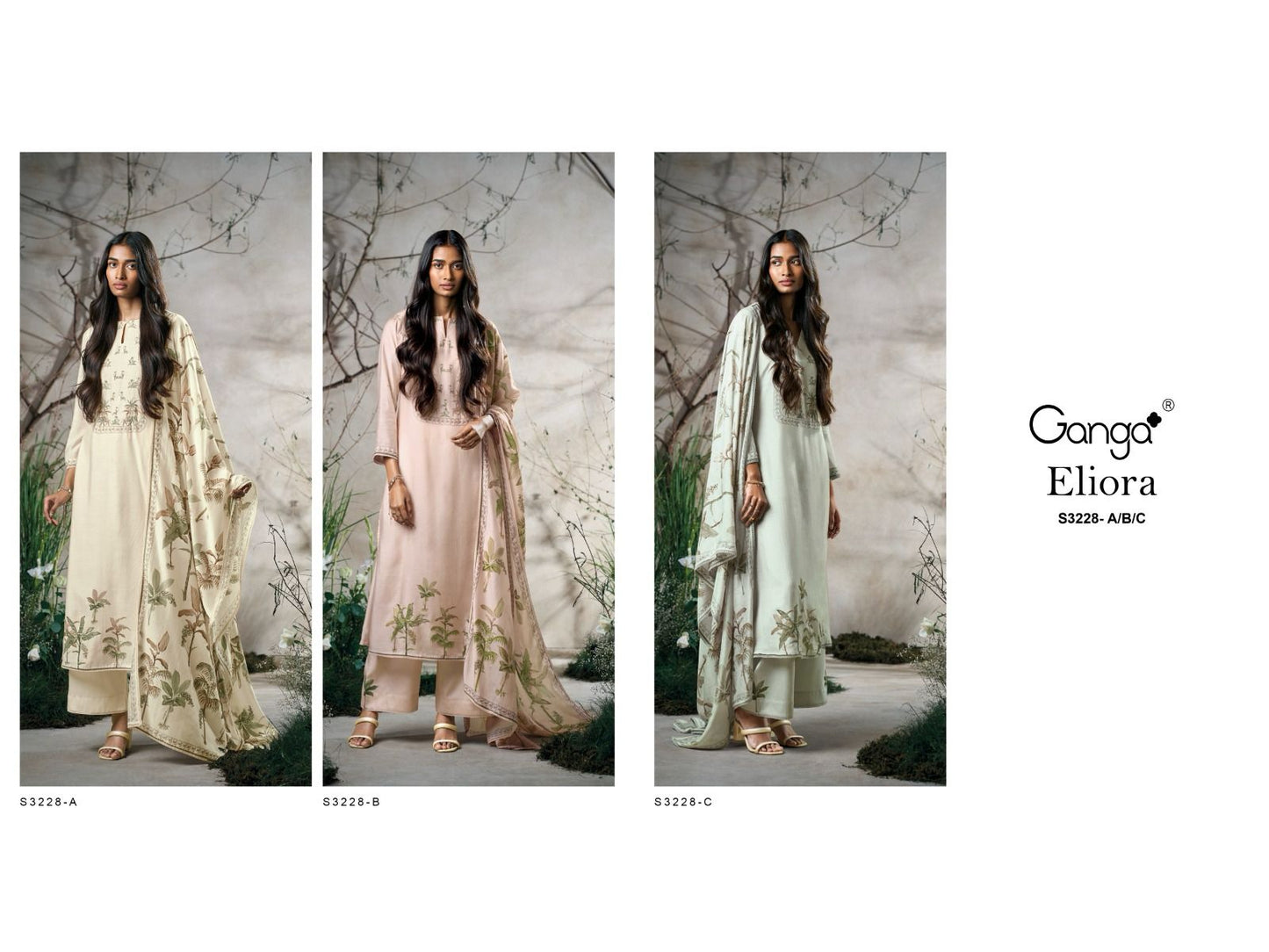 Eliora 3228 Ganga Premium Bemberg Plazzo Style Suits Supplier Ahmedabad