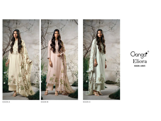 Eliora 3228 Ganga Premium Bemberg Plazzo Style Suits Supplier Ahmedabad