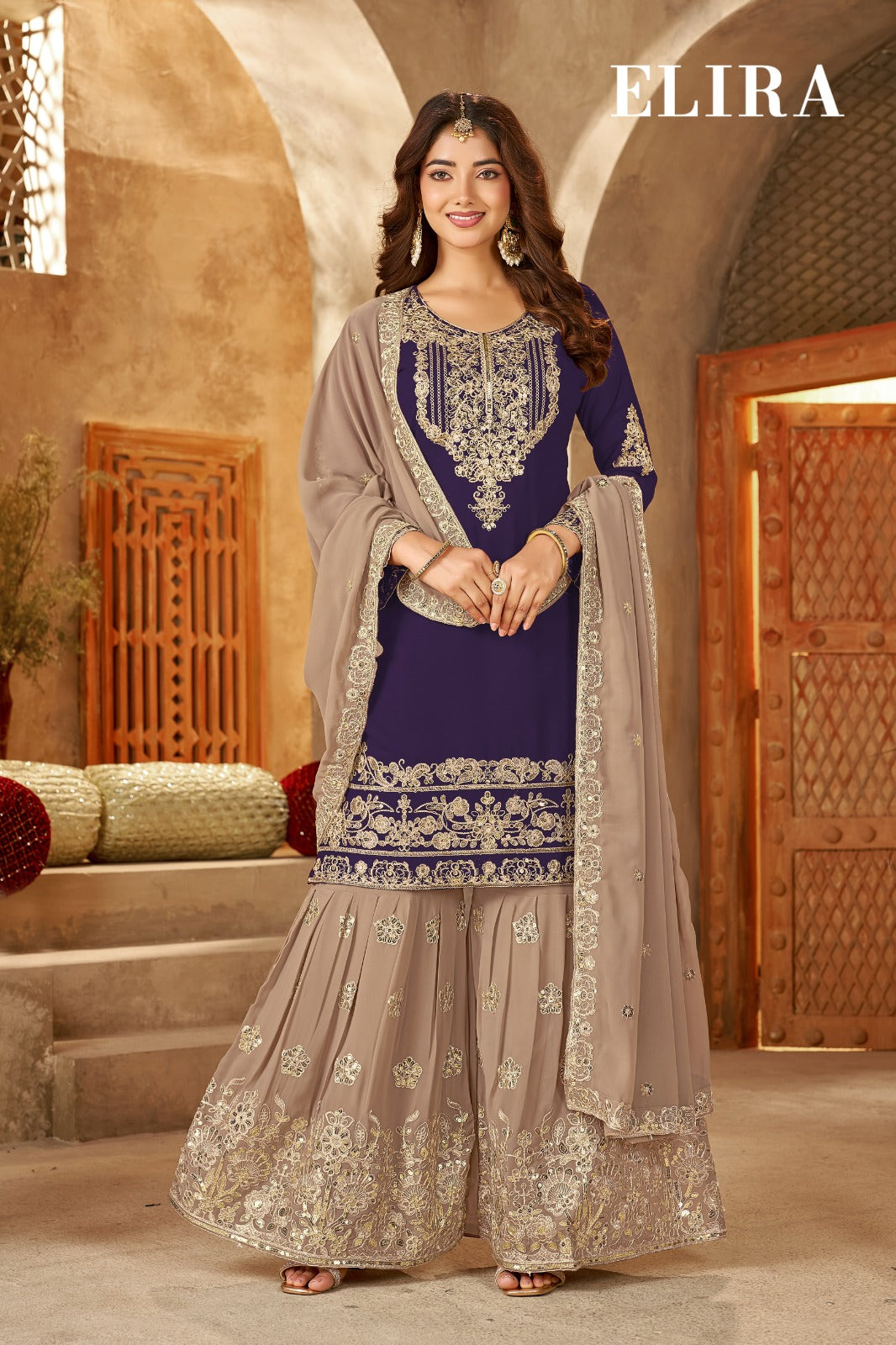 Elira Plus Size Banwery Georgette Readymade Sharara Suits Manufacturer