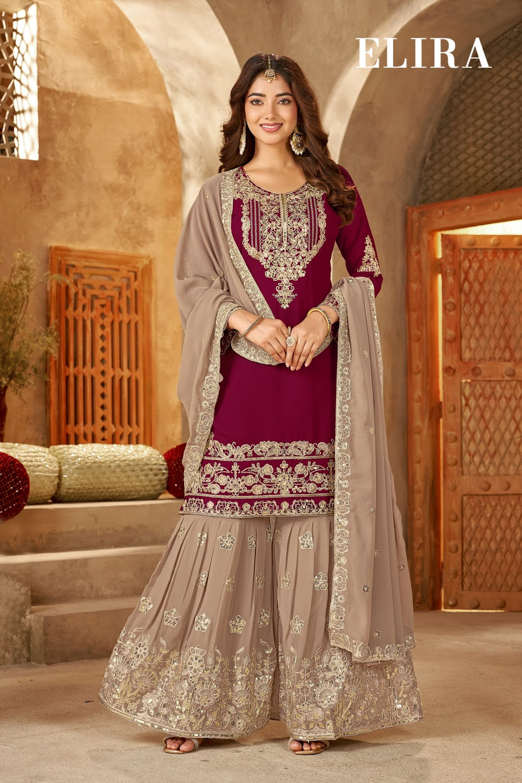 Elira Plus Size Banwery Georgette Readymade Sharara Suits Manufacturer