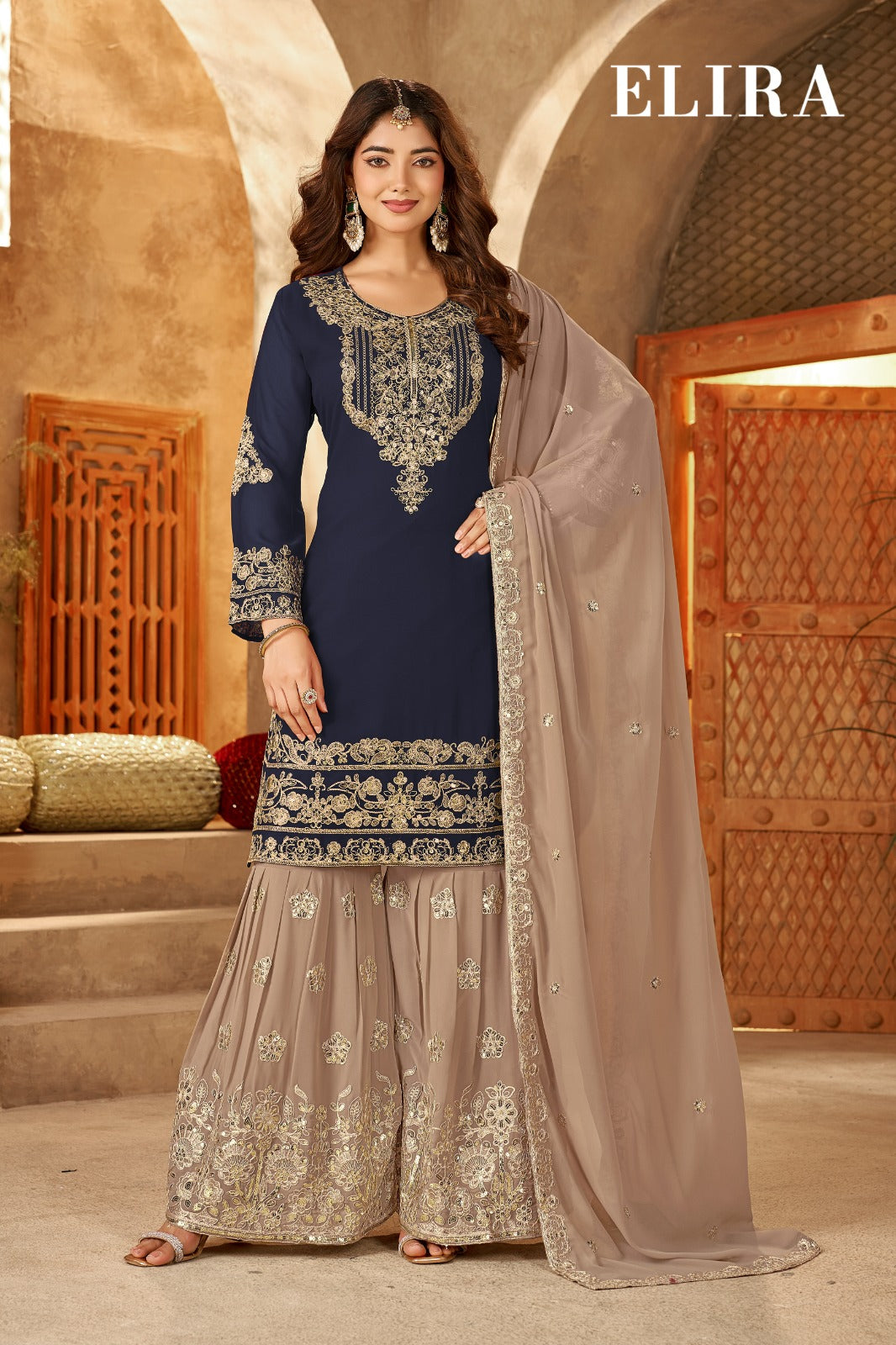 Elira Plus Size Banwery Georgette Readymade Sharara Suits Manufacturer