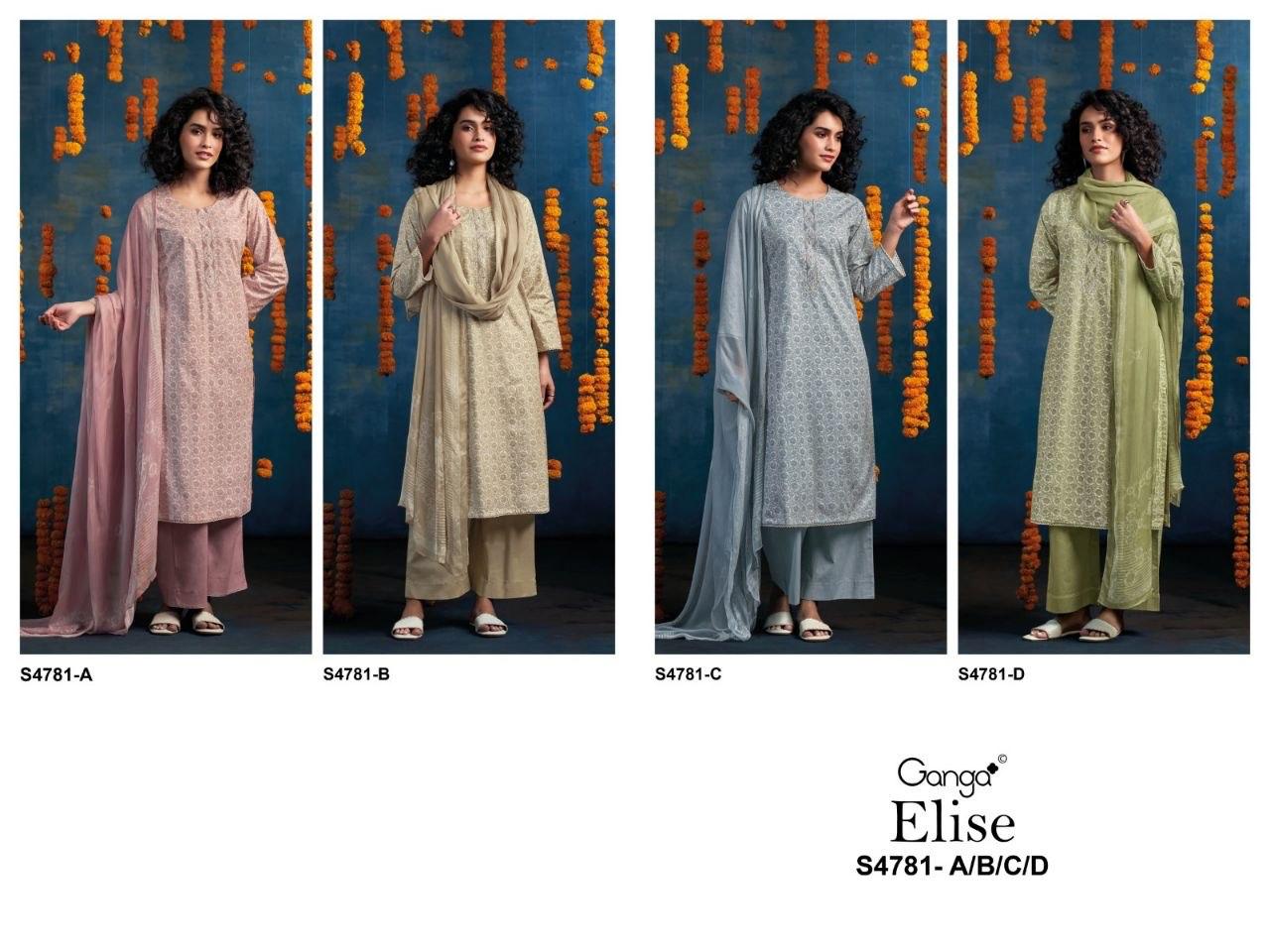 Elise 4781 Ganga Cotton Pant Style Suits Wholesaler India