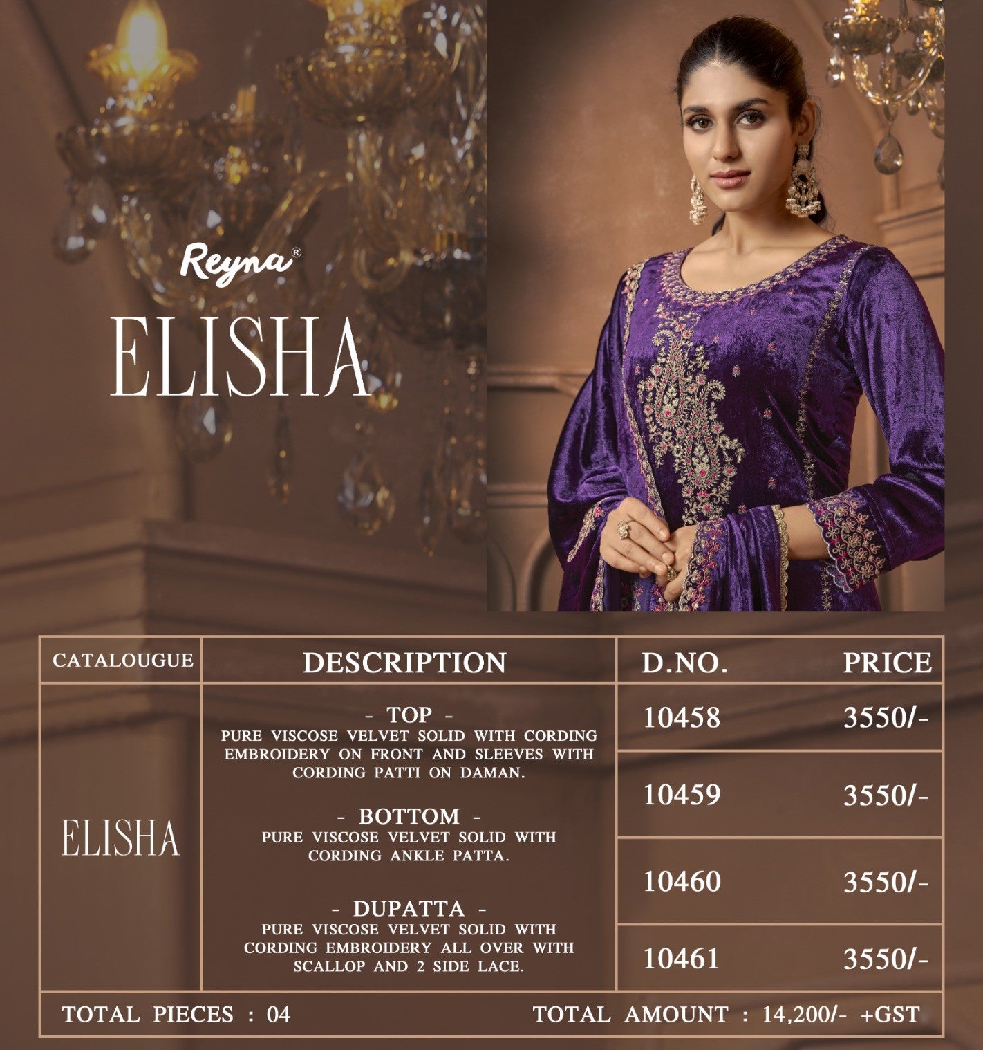 Elisha Reyna Reyna Velvet Suits Wholesale Price