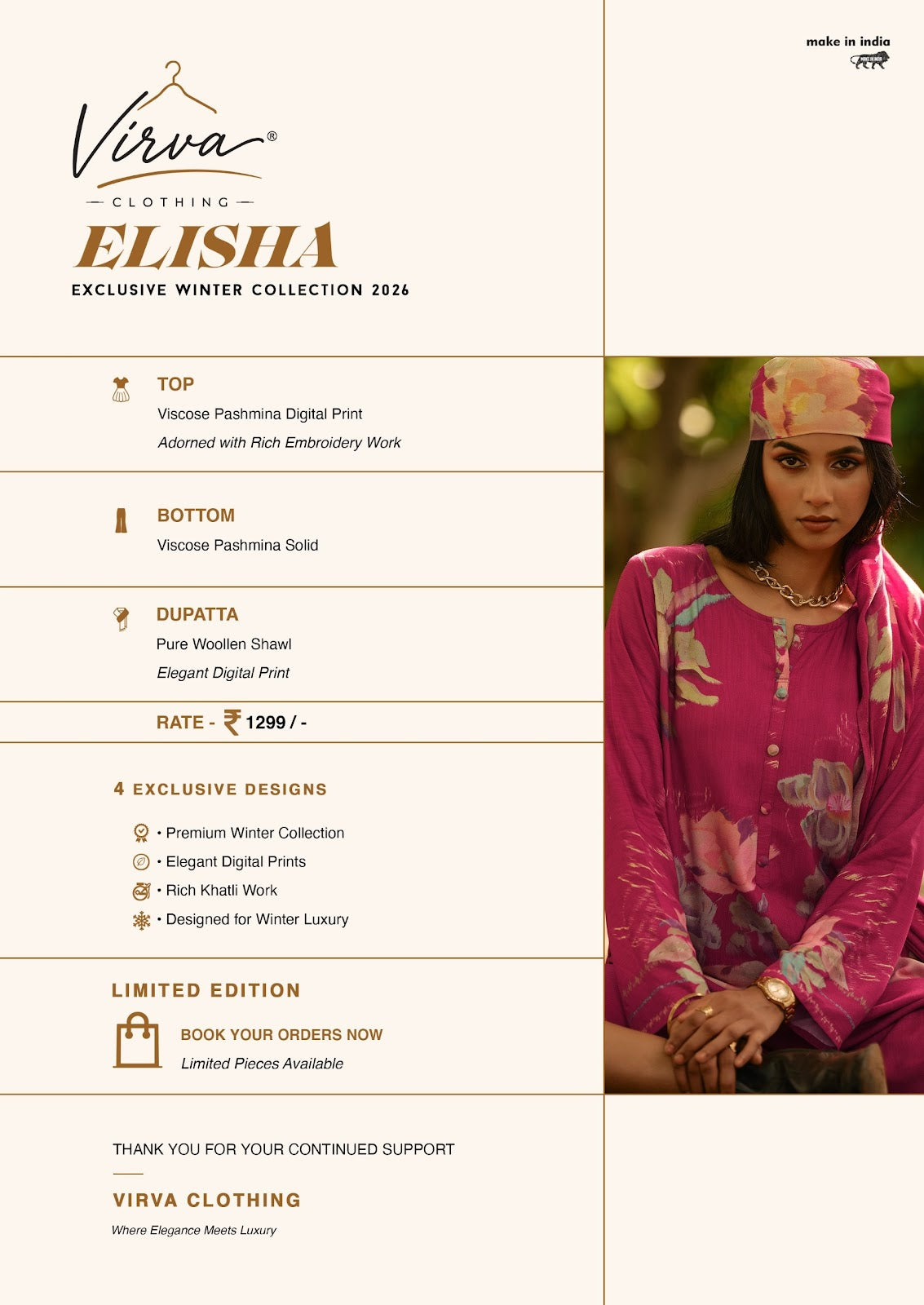 Elisha Virva Viscose Pashmina Suits Manufacturer Ahmedabad