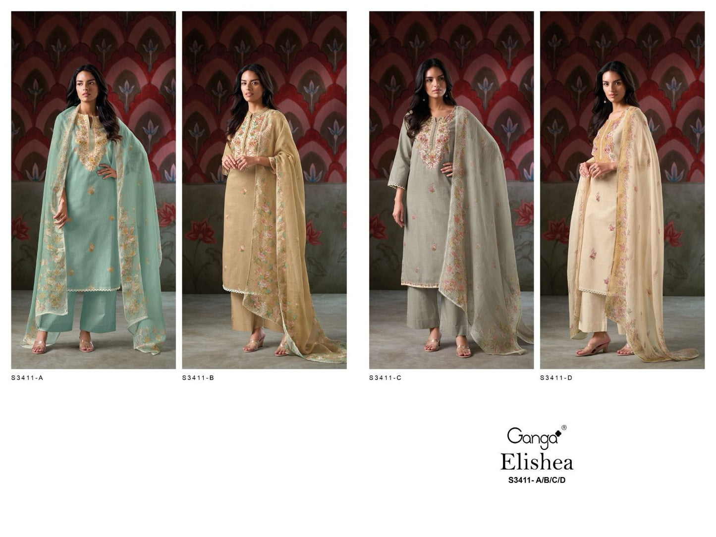 Elishea Ganga Premium Cotton Pant Style Suits Wholesaler Ahmedabad