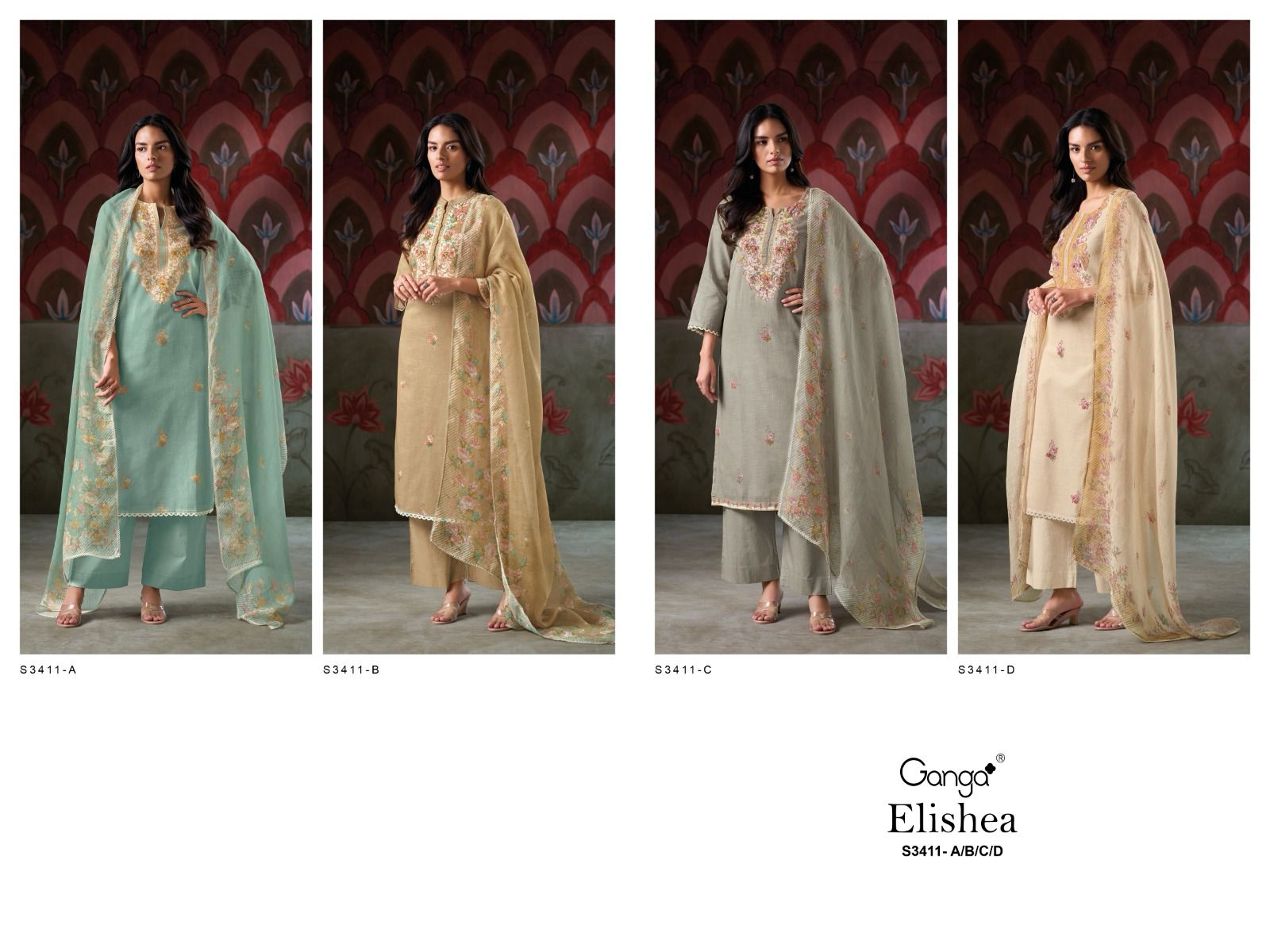 Elishea Ganga Premium Cotton Pant Style Suits Wholesaler Ahmedabad
