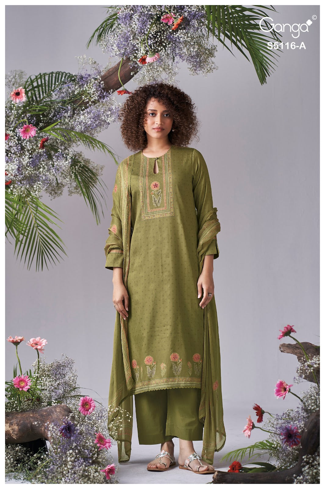 Elisia S5116 Ganga Cotton Satin Plazzo Style Suits Supplier Gujarat
