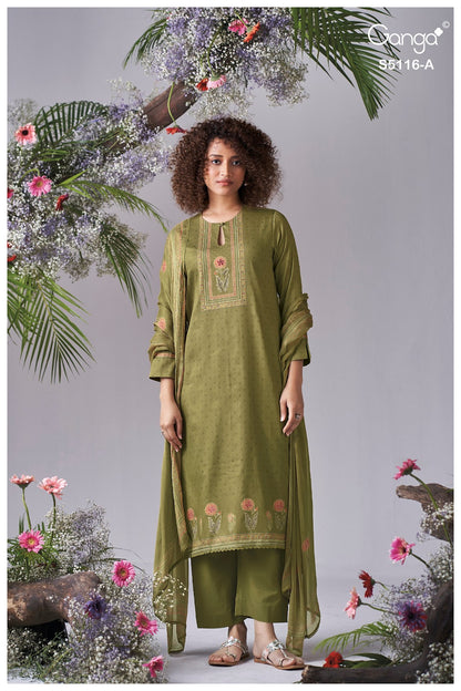 Elisia S5116 Ganga Cotton Satin Plazzo Style Suits Supplier Gujarat