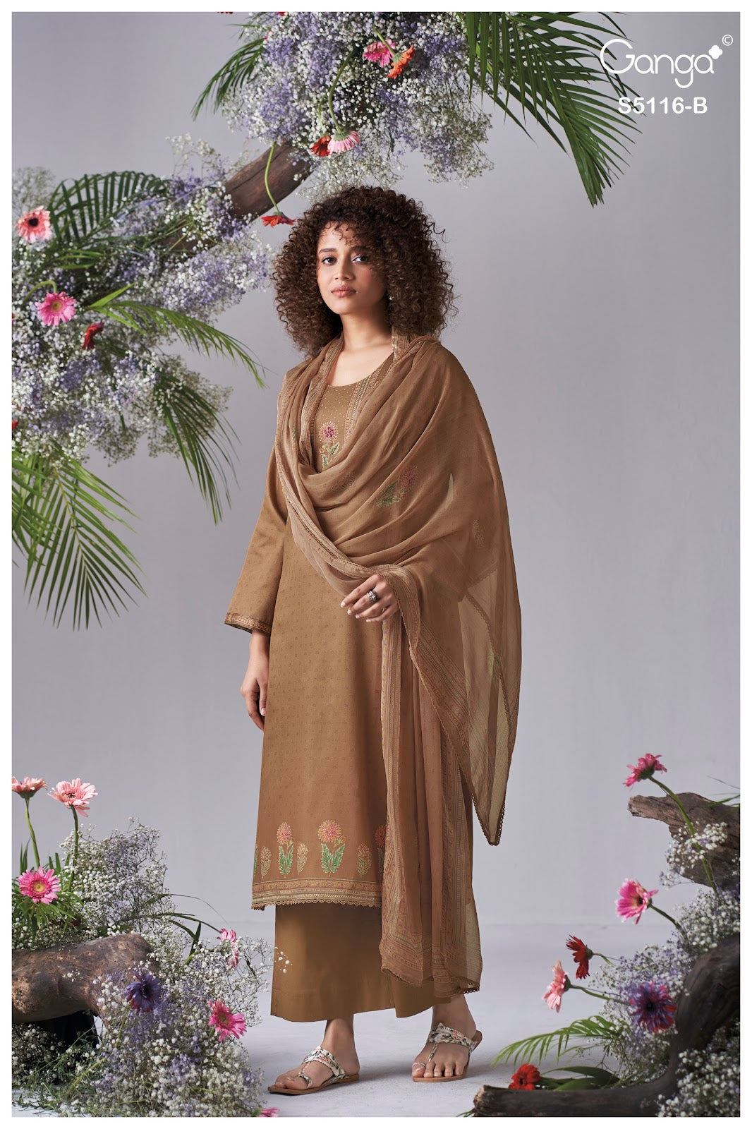 Elisia S5116 Ganga Cotton Satin Plazzo Style Suits Supplier Gujarat