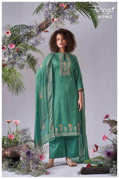 Elisia S5116 Ganga Cotton Satin Plazzo Style Suits Supplier Gujarat