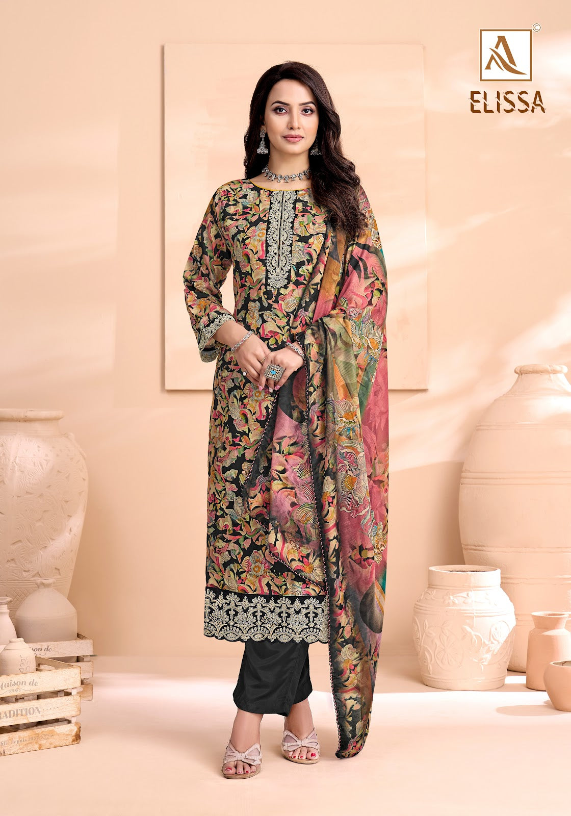 Elissa Alok Pure Cotton Karachi Salwar Suits Supplier India