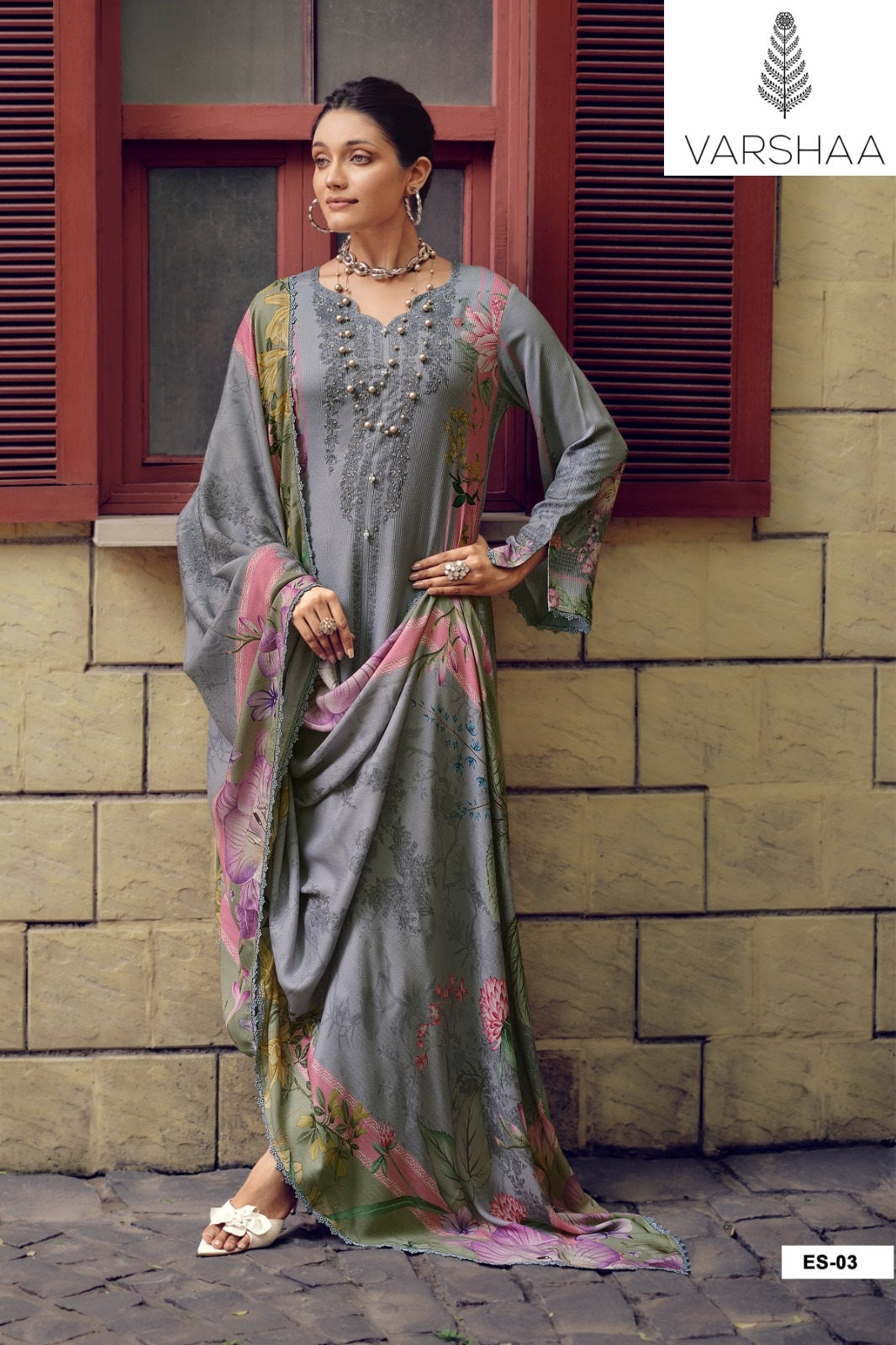Elisya Varshaa Cord Pashmina Suits Exporter Gujarat