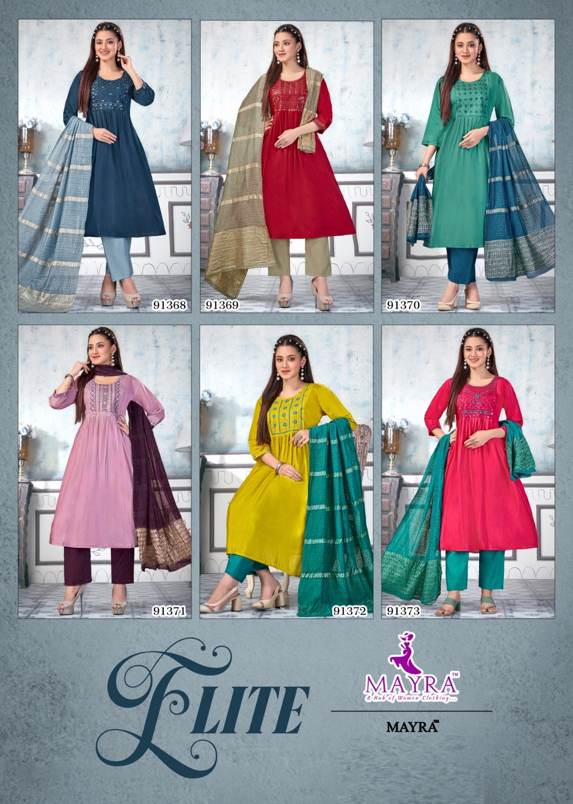 Elite Mayra Roman Silk Readymade Anarkali Suits Exporter Ahmedabad