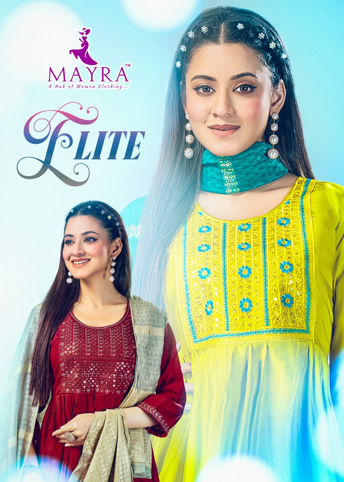 Elite Mayra Roman Silk Readymade Anarkali Suits Exporter Ahmedabad