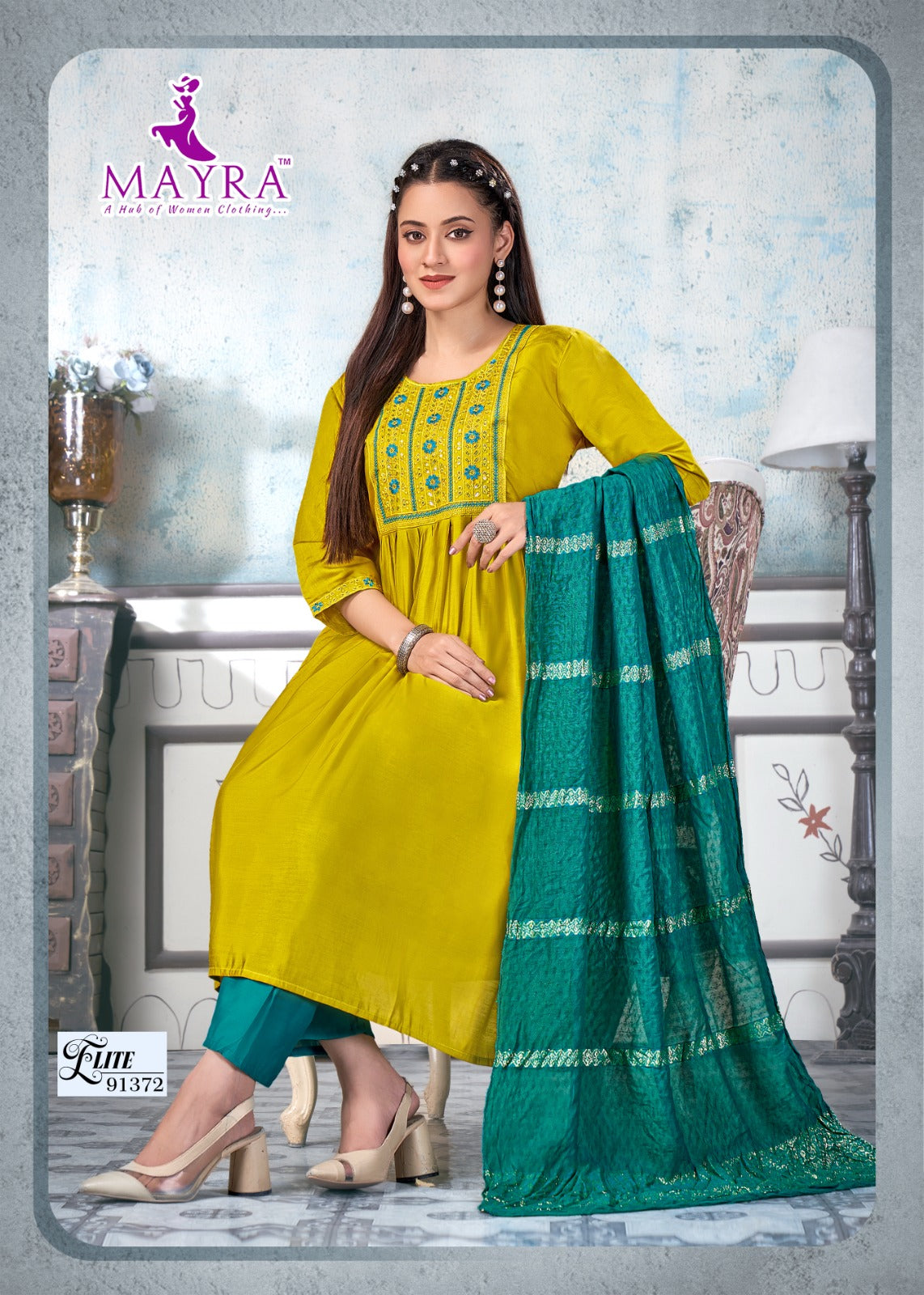 Elite Mayra Roman Silk Readymade Anarkali Suits Exporter Ahmedabad