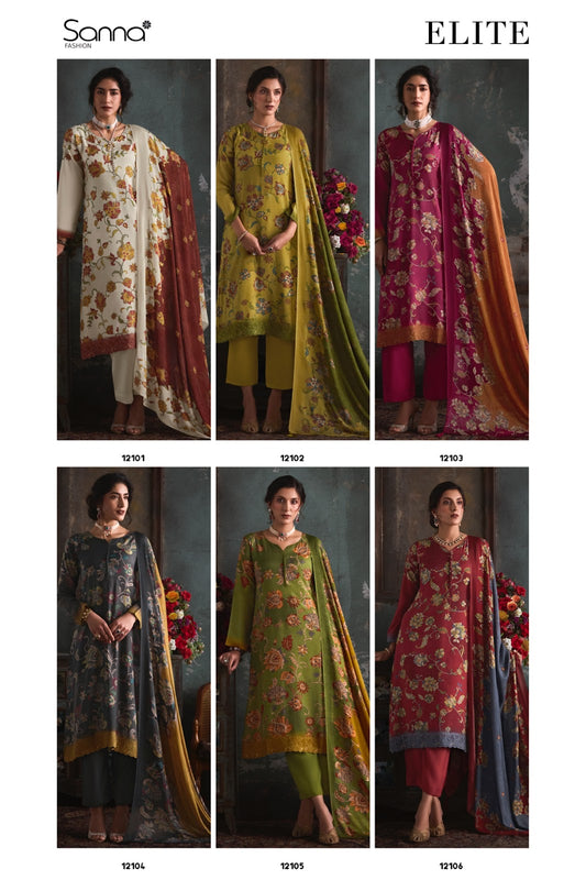 Elite Sanna Fashion Muslin Silk Pant Style Suits Exporter Gujarat