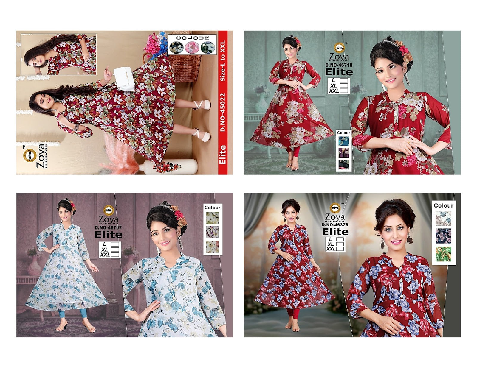 Elite Zoya Georgette Anarkali Kurtis Wholesale Price
