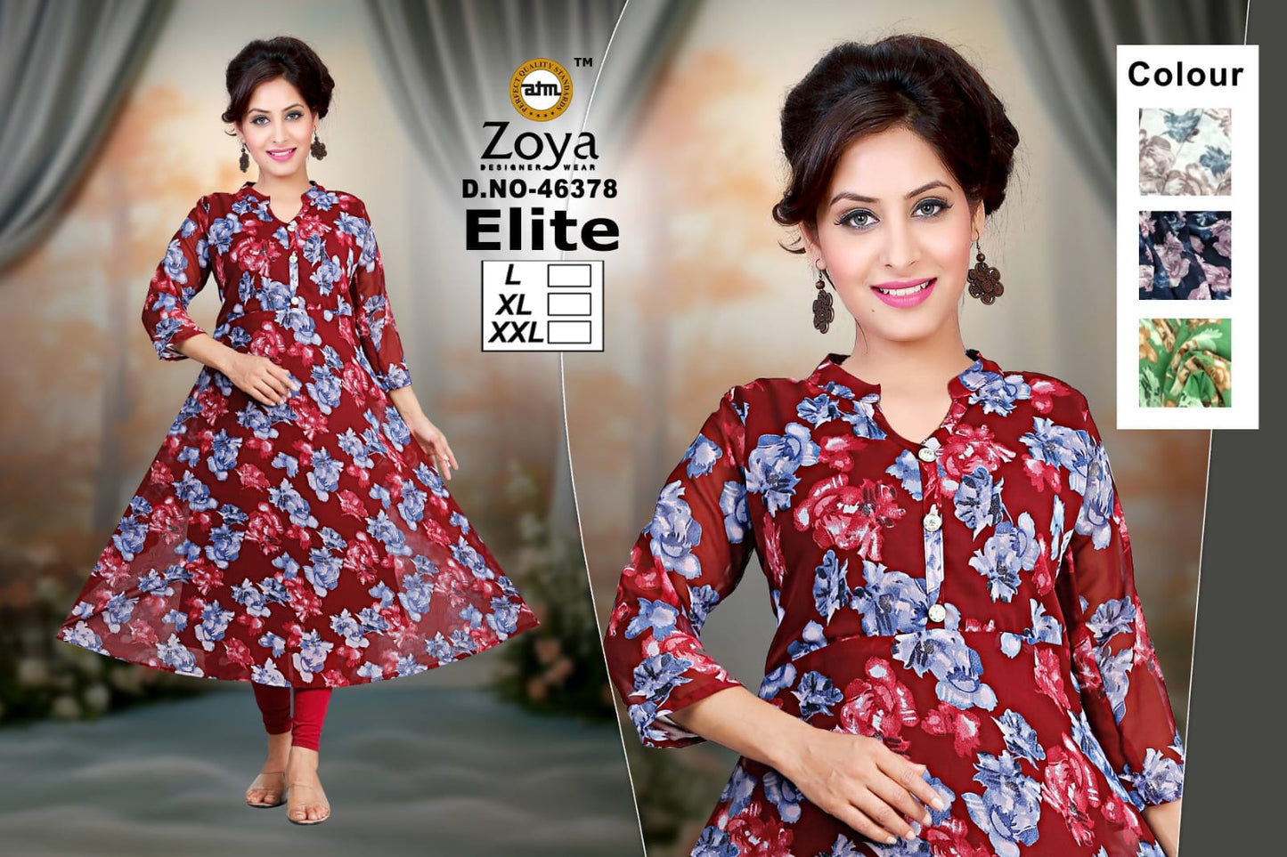 Elite Zoya Georgette Anarkali Kurtis Wholesale Price