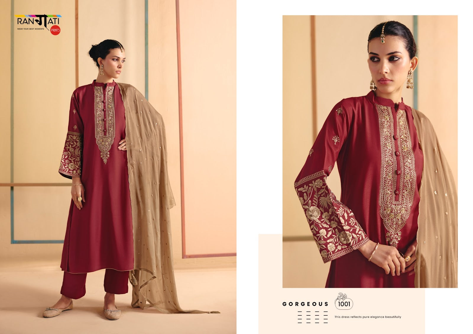 Eliza Rangati Prints Silk Pant Style Suits Wholesale Price