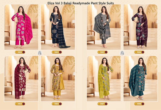 Eliza Vol 3 Balaji Vertican Readymade Pant Style Suits Manufacturer Gujarat